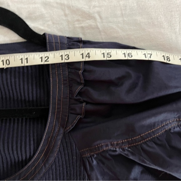 Sofie The Label Blue Exaggerated Puff Sleeve Cropped Button Up Blouse Sz  L EUC - Picture 12 of 16